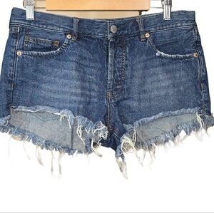 Free People We The Free Button Fly Raw Hem Cut Off Jean Shorts Size 28